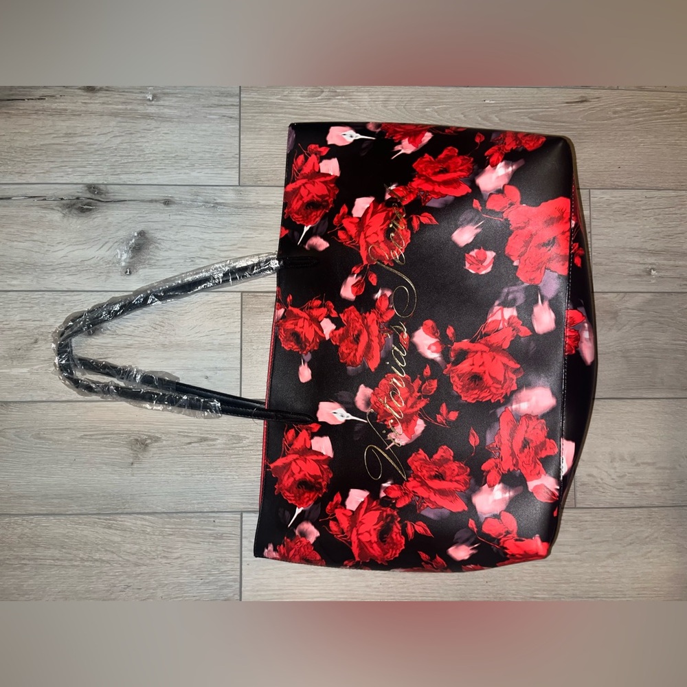 Victoria’s Secret PINK Floral Red and Black Tote Bag